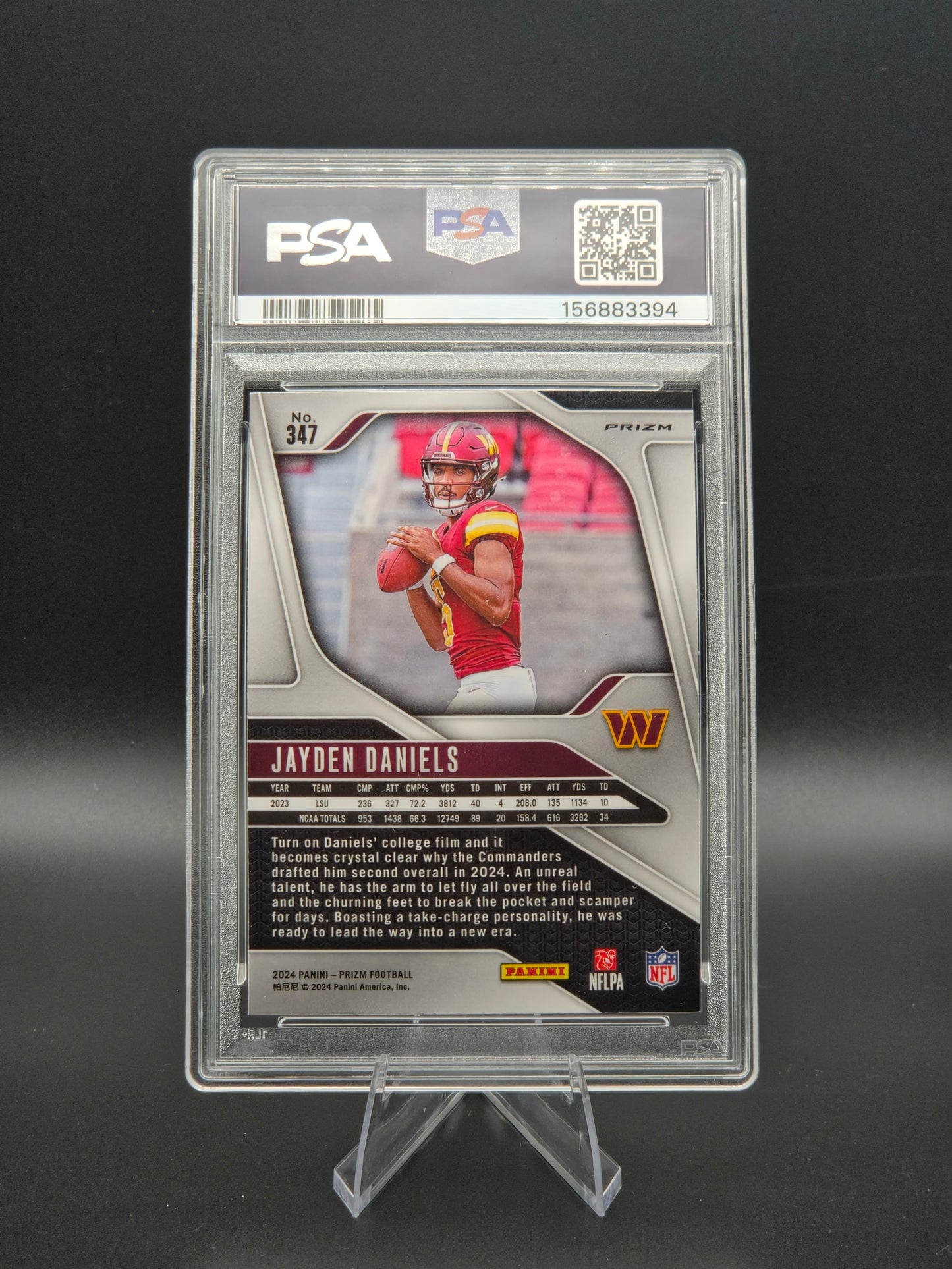 2024 Panini Prizm Jayden Daniels Lazer Prizm RC #347 PSA 9 Washington Commanders