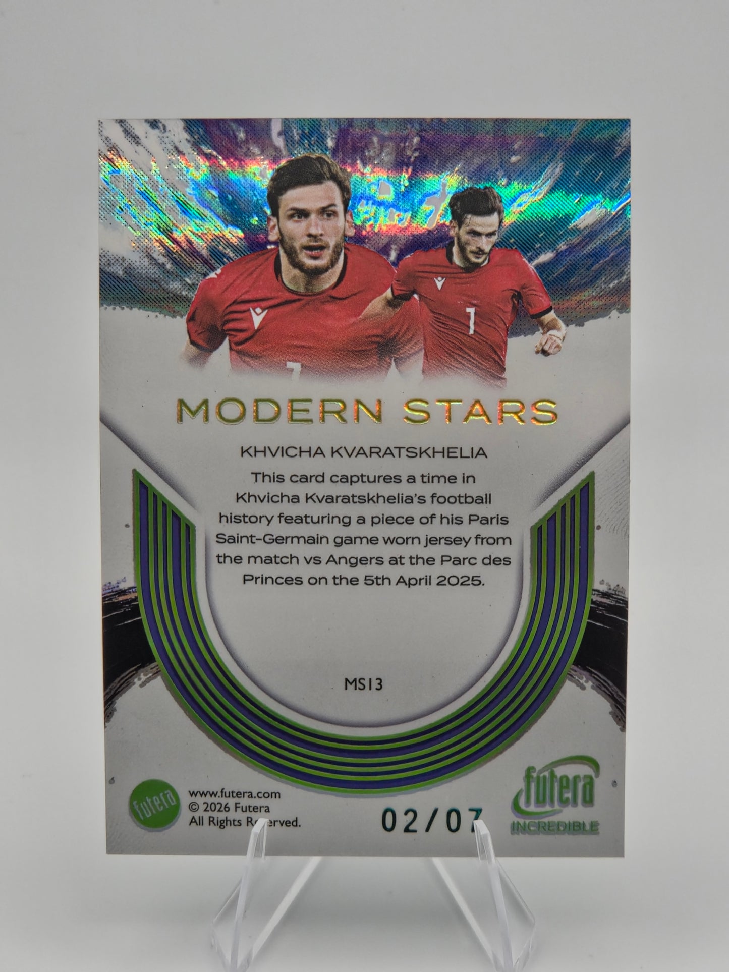 2026 Futera Incredible Series 2 Khvicha Kvaratskhelia Modern Stars PSG Game-Worn Jersey 02/07 #MS13