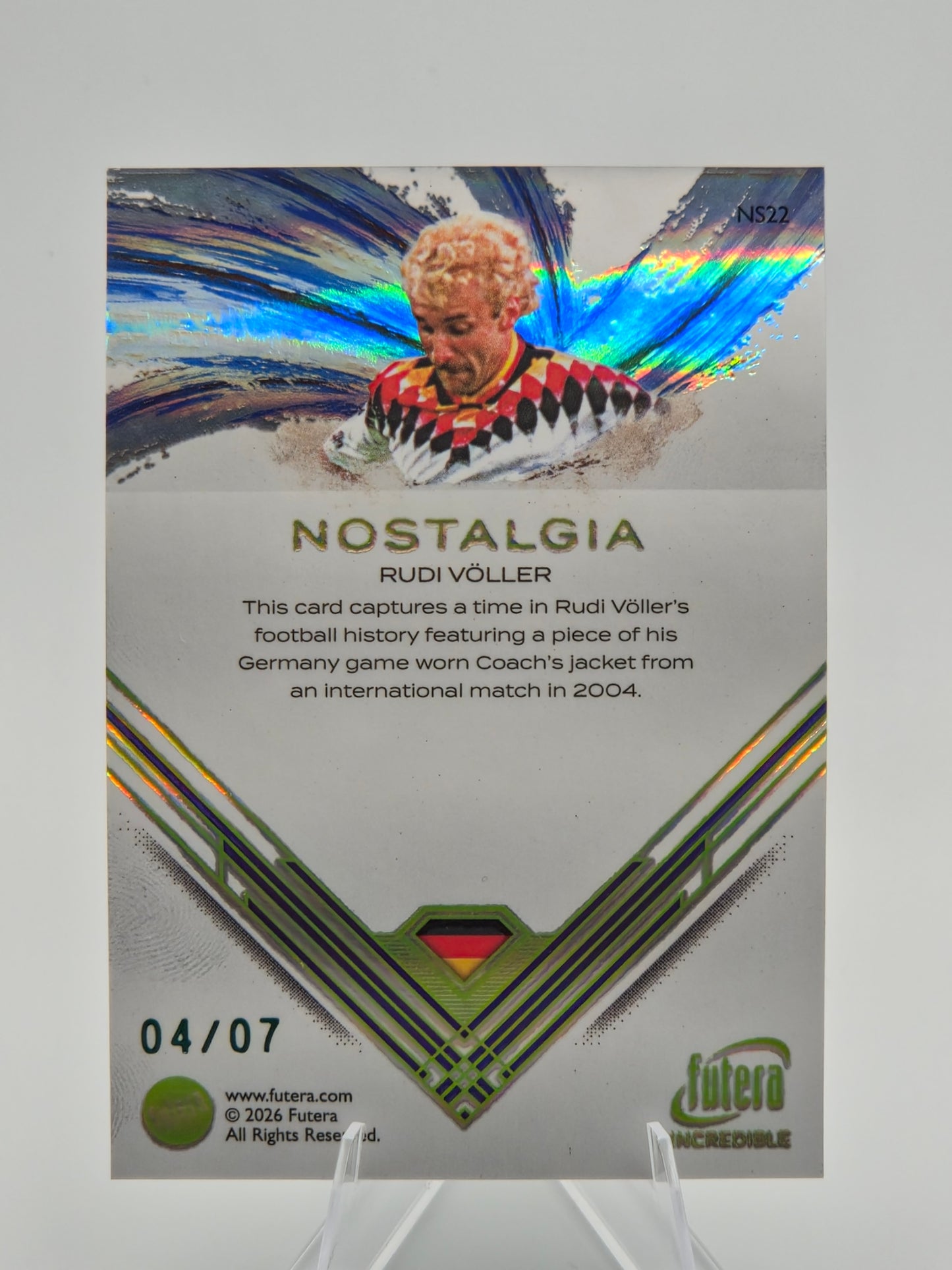 2026 Futera Incredible Series 2 Rudi Völler Nostalgia Game-Worn Coach's Jacket 04/07 #NS22 Germany