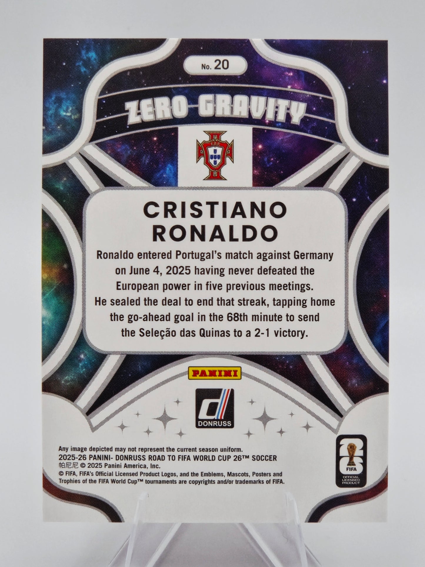 2025-26 Panini Donruss Road to FIFA World Cup 26 Cristiano Ronaldo Zero-Gravity Red #20 Portugal
