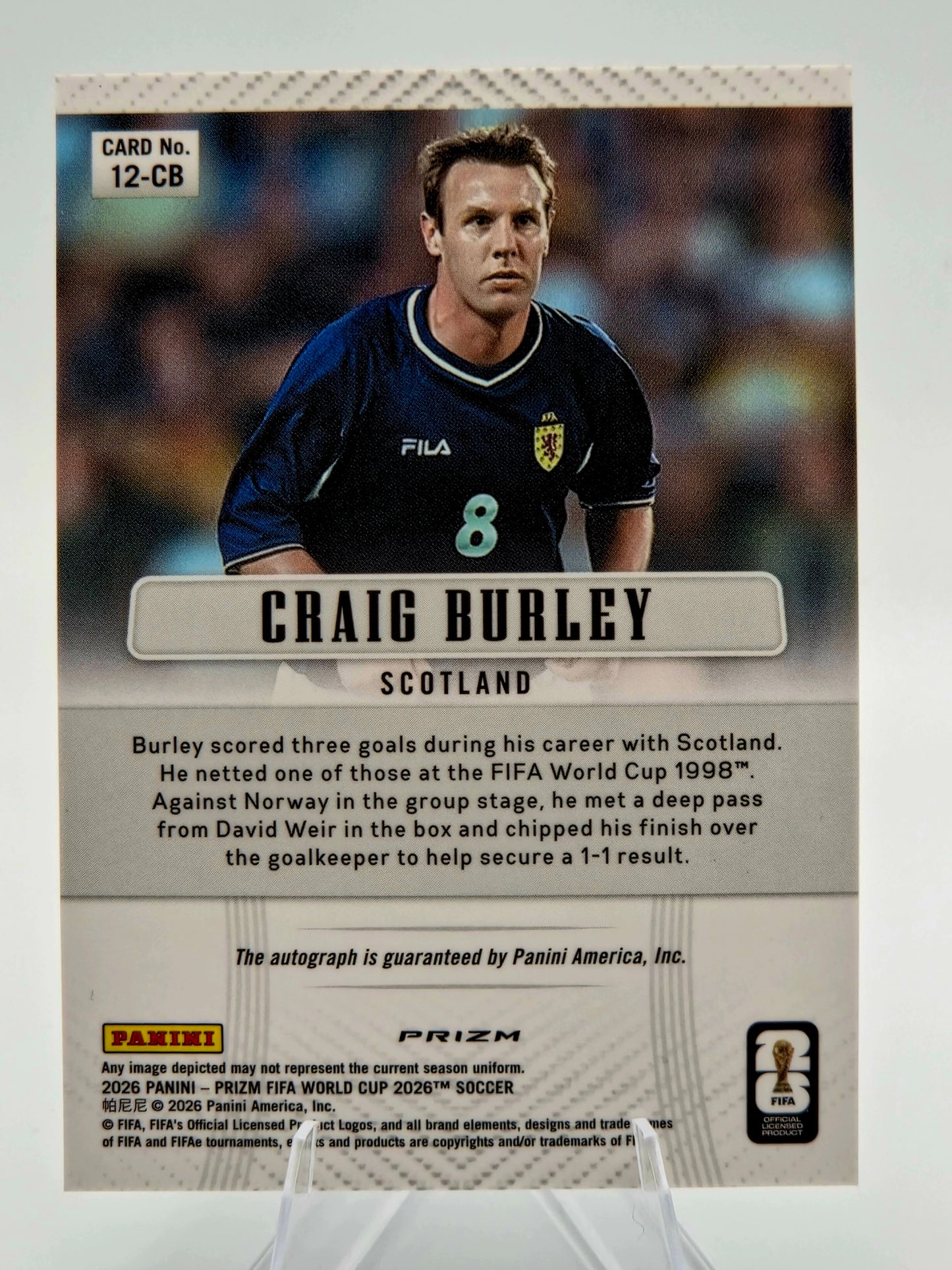 2026 Panini Prizm FIFA World Cup Craig Burley 2012 Prizm Throwback Signatures Choice Autograph #12-CB Scotland