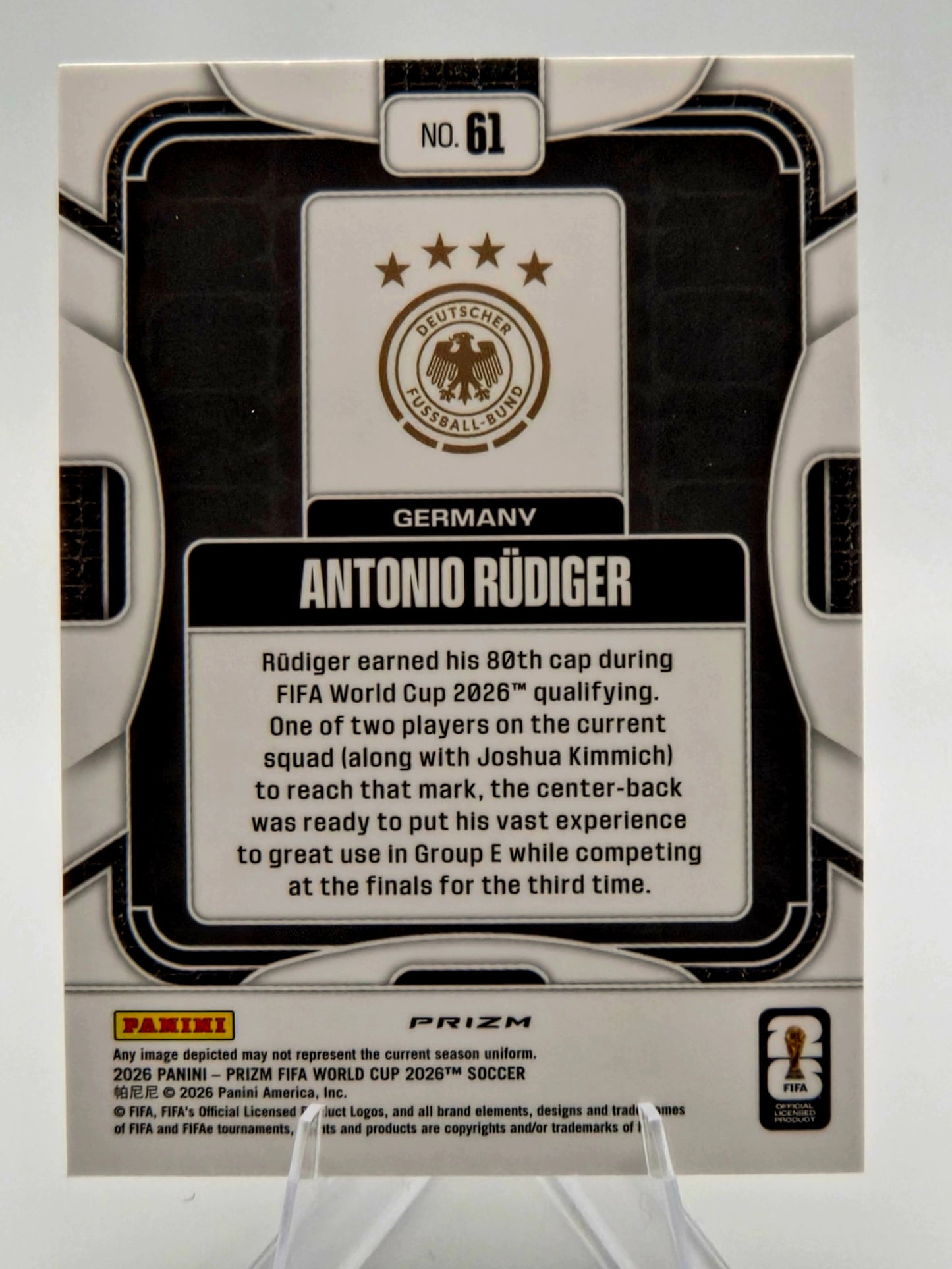 2026 Panini Prizm FIFA World Cup Antonio Rüdiger Choice Giraffe Prizm #61 Germany