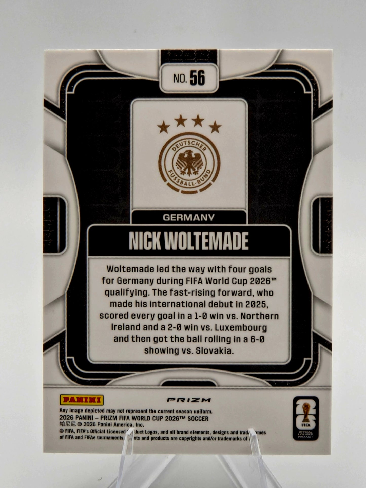 2026 Panini Prizm FIFA World Cup Nick Woltemade Rookie Choice Elephant Prizm #56 Germany