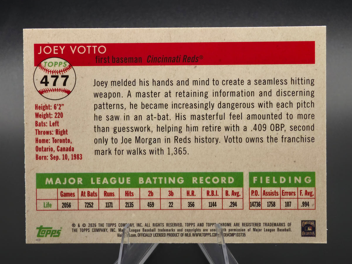 2025 Topps Chrome Platinum Anniversary Joey Votto Refractor 408/499 #477 Cincinnati Reds