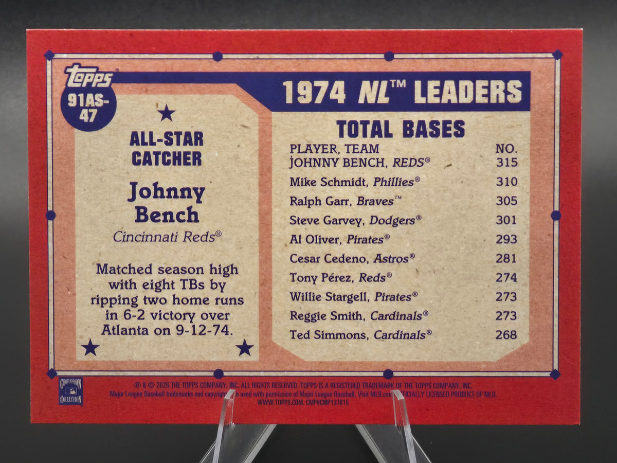 2026 Topps Johnny Bench 1991 Topps All-Star Silver Foil #91AS-47 Cincinnati Reds