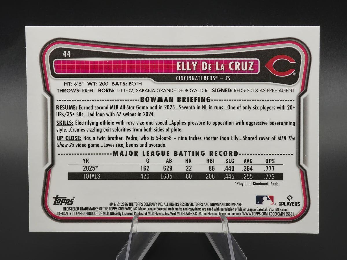 2026 Bowman Chrome Elly De La Cruz Mojo Refractor #44 Cincinnati Reds