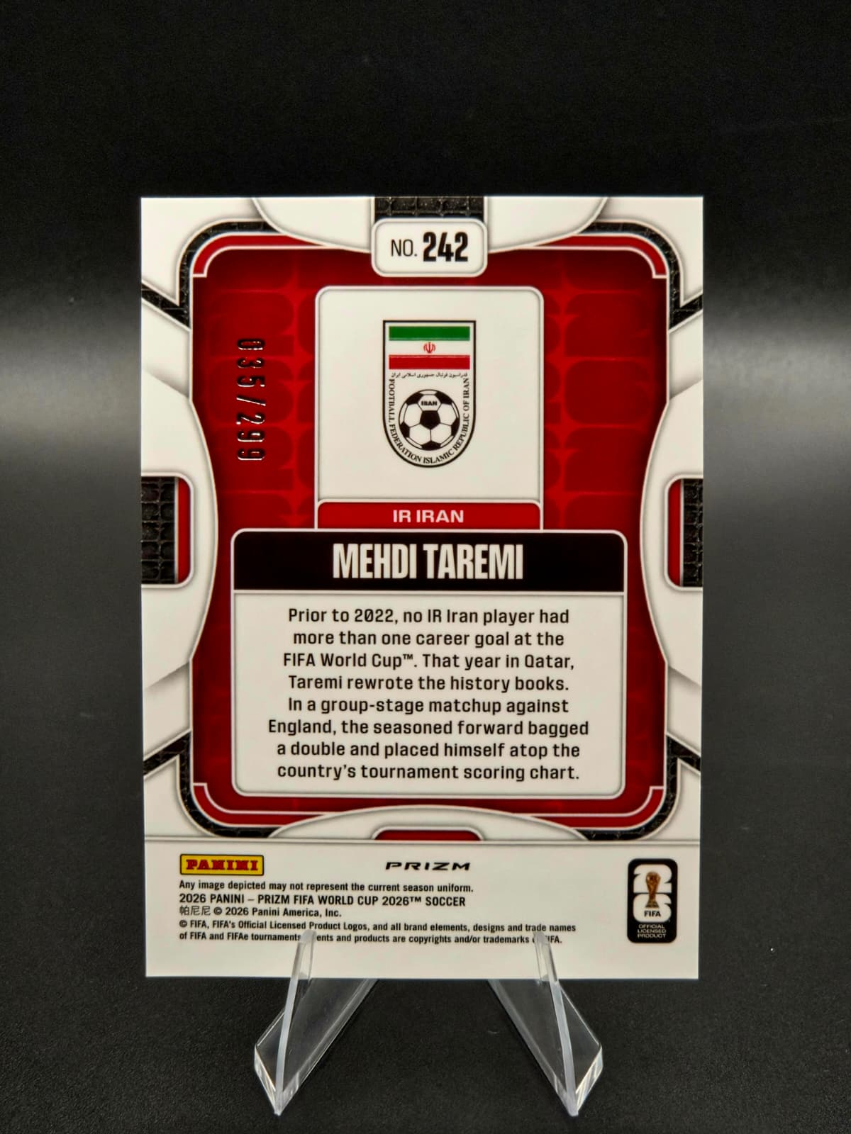 2026 Panini Prizm FIFA World Cup Mehdi Taremi Purple Hyper 036/299 #242 IR Iran