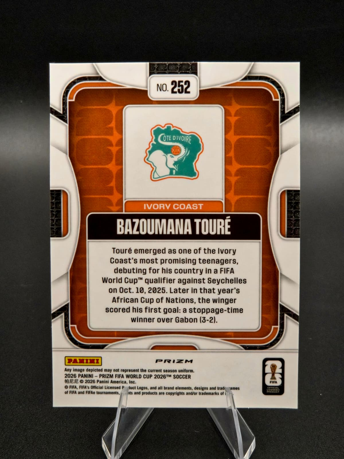 2026 Panini Prizm FIFA World Cup Bazoumana Touré Silver Rookie #252 Ivory Coast