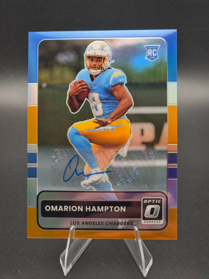 2025 Donruss Optic Omarion Hampton 2015 Retro Autographs RC #6 Los Angeles Chargers
