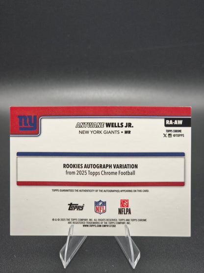 2025 Topps Chrome Antwane Wells Jr. Gold Geometric Refractor Rookie Autograph 22/50 #RA-AW New York Giants