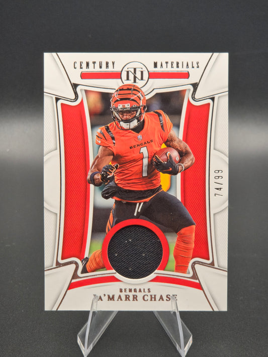 2023 Panini National Treasures Ja'Marr Chase Century Materials Jersey 74/99 #CEN-JMC Cincinnati Bengals