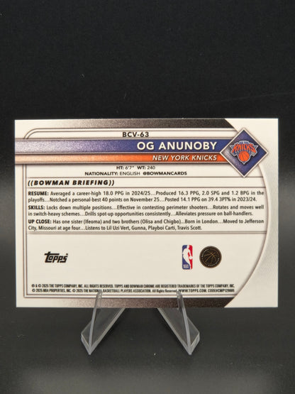 2025-26 Bowman Chrome Basketball OG Anunoby Geometric Refractor #BCV-63 New York Knicks