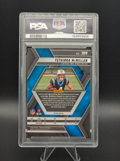 2025 Panini Mosaic Tetairoa McMillan Green Mosaic RC #309 PSA 10 Carolina Panthers