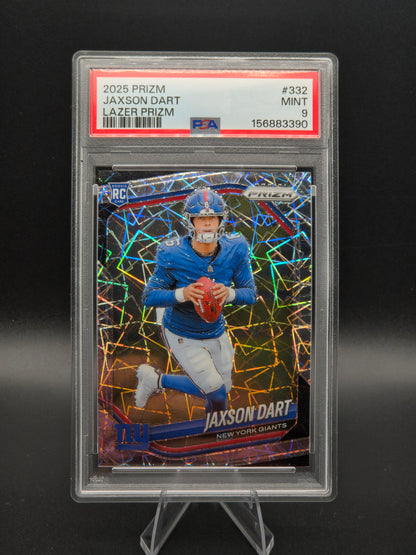 2025 Panini Prizm Jaxson Dart Lazer Prizm RC #332 PSA 9 New York Giants