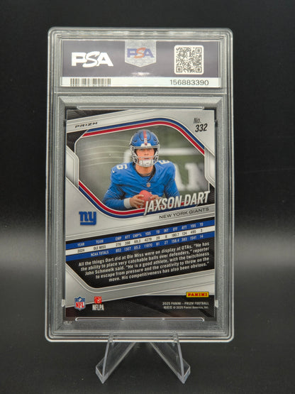 2025 Panini Prizm Jaxson Dart Lazer Prizm RC #332 PSA 9 New York Giants