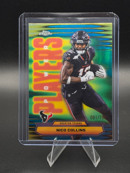 2025 Topps Chrome Nico Collins Power Players Aqua Refractor 061/199 #PP-30 Houston Texans