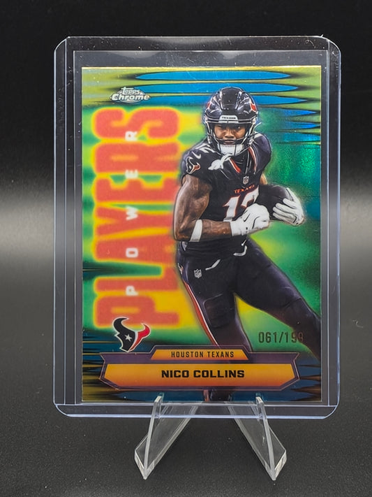 2025 Topps Chrome Nico Collins Power Players Aqua Refractor 061/199 #PP-30 Houston Texans