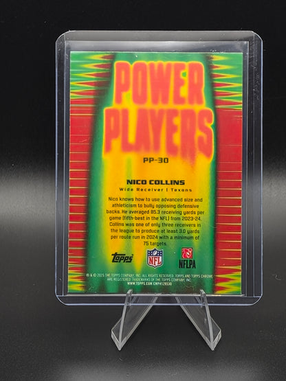 2025 Topps Chrome Nico Collins Power Players Aqua Refractor 061/199 #PP-30 Houston Texans