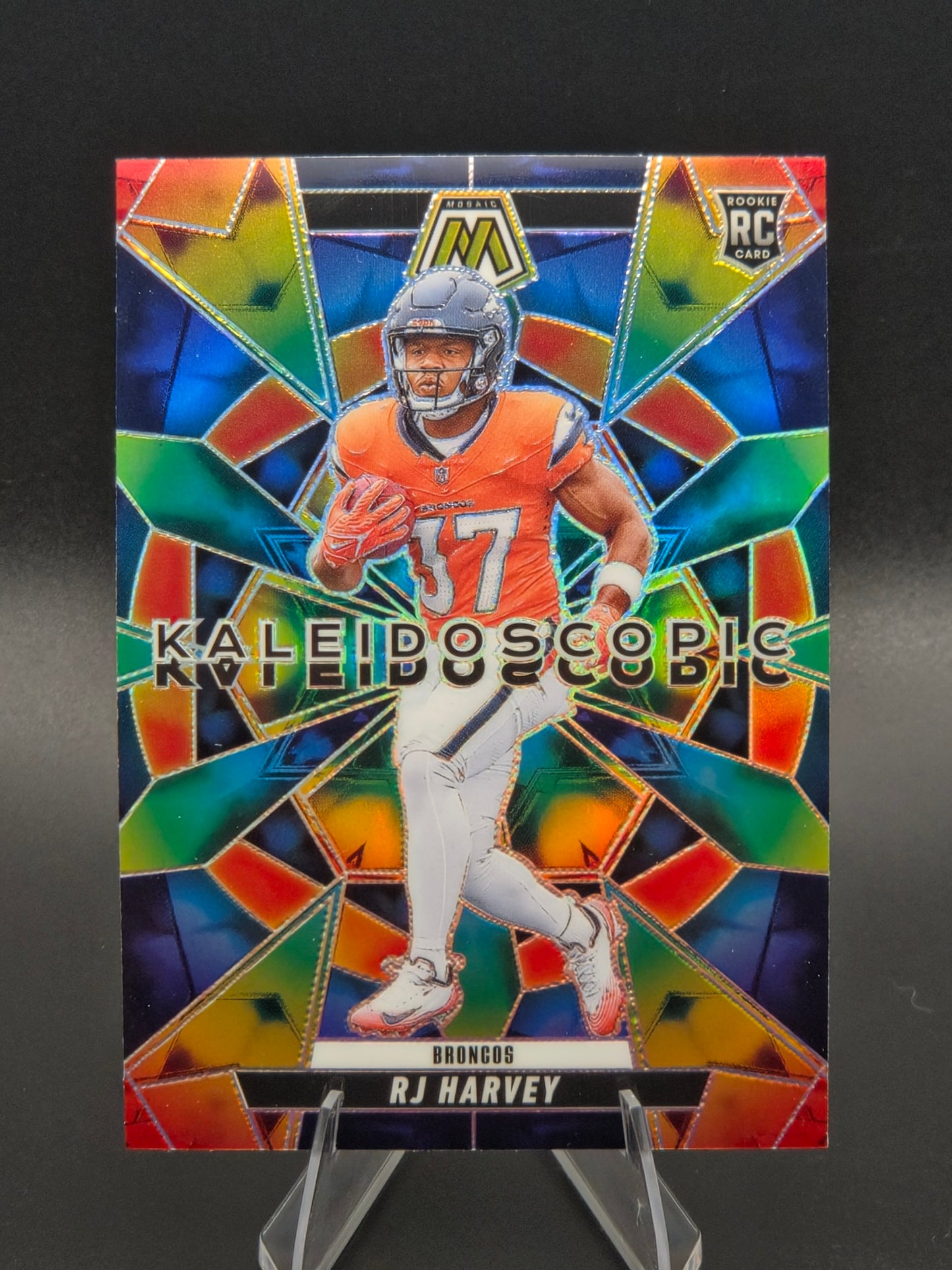 2025 Panini Mosaic RJ Harvey Kaleidoscopic SSP Case Hit RC #22 Denver Broncos