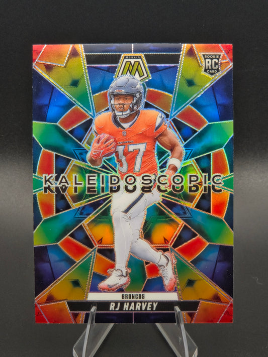 2025 Panini Mosaic RJ Harvey Kaleidoscopic SSP Case Hit RC #22 Denver Broncos