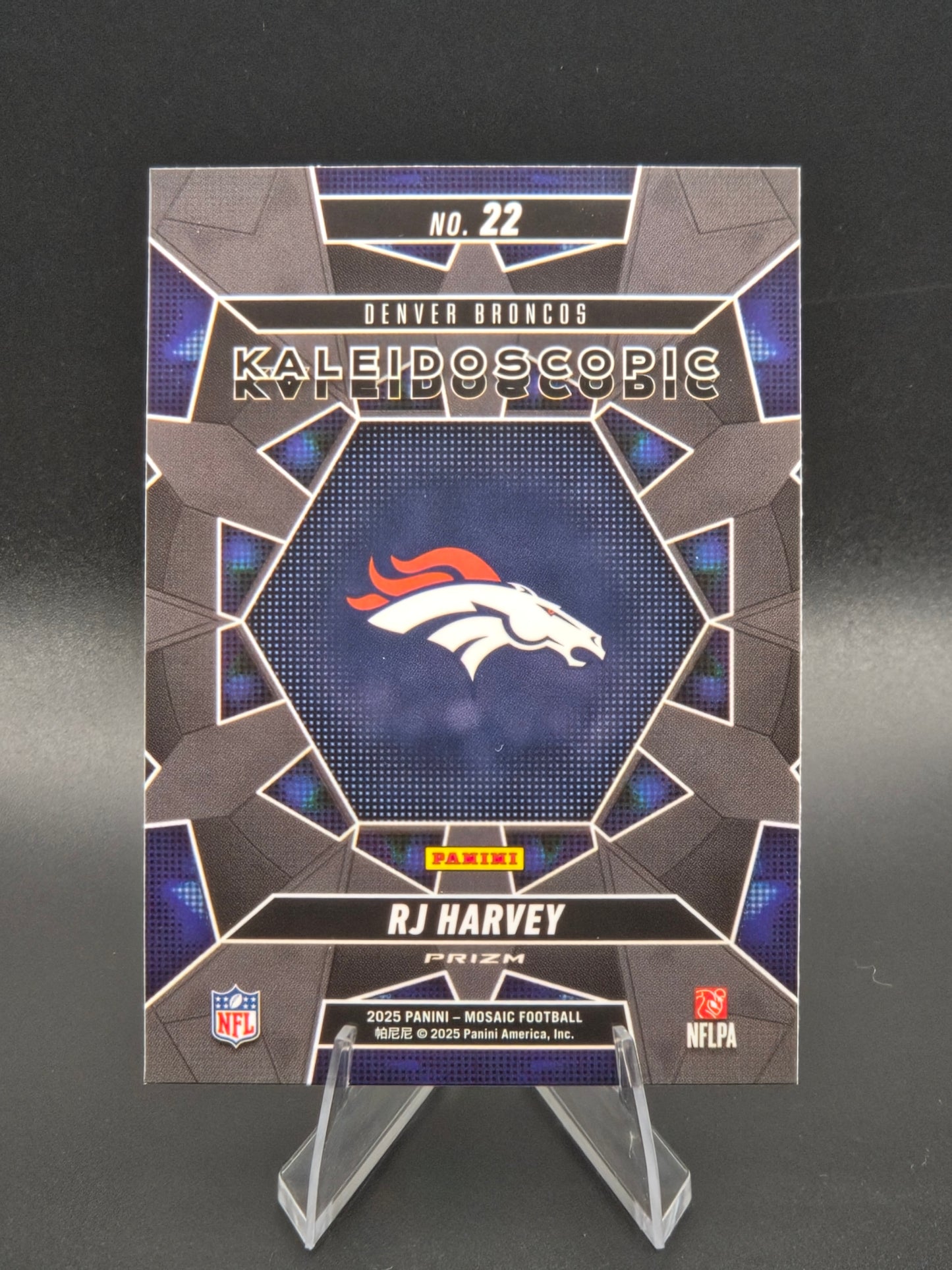2025 Panini Mosaic RJ Harvey Kaleidoscopic SSP Case Hit RC #22 Denver Broncos