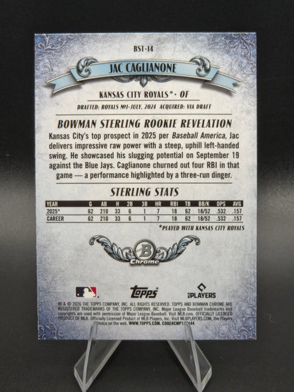 2026 Bowman Sterling Jac Caglianone RC #BST-14 Kansas City Royals