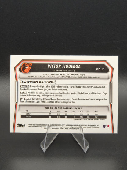 2026 Bowman Chrome Victor Figueroa 1st Bowman Mini-Diamond Refractor #BCP-117 Baltimore Orioles