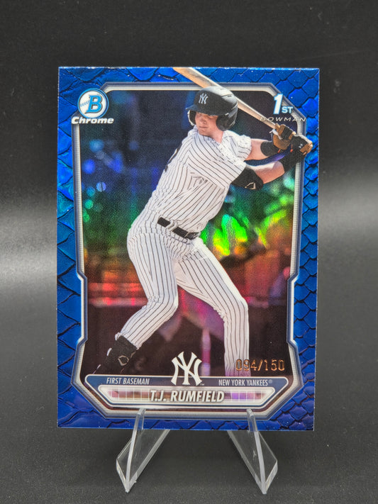 2026 Bowman Chrome T.J. Rumfield 1st Bowman Reptilian Blue Refractor 094/150 #BCP-134 New York Yankees