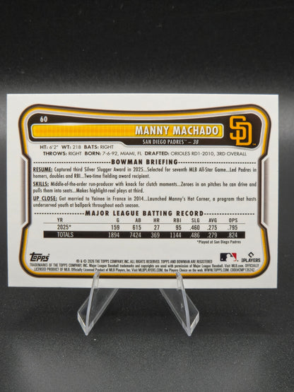 2026 Bowman Manny Machado Green Pattern 19/99 #60 San Diego Padres