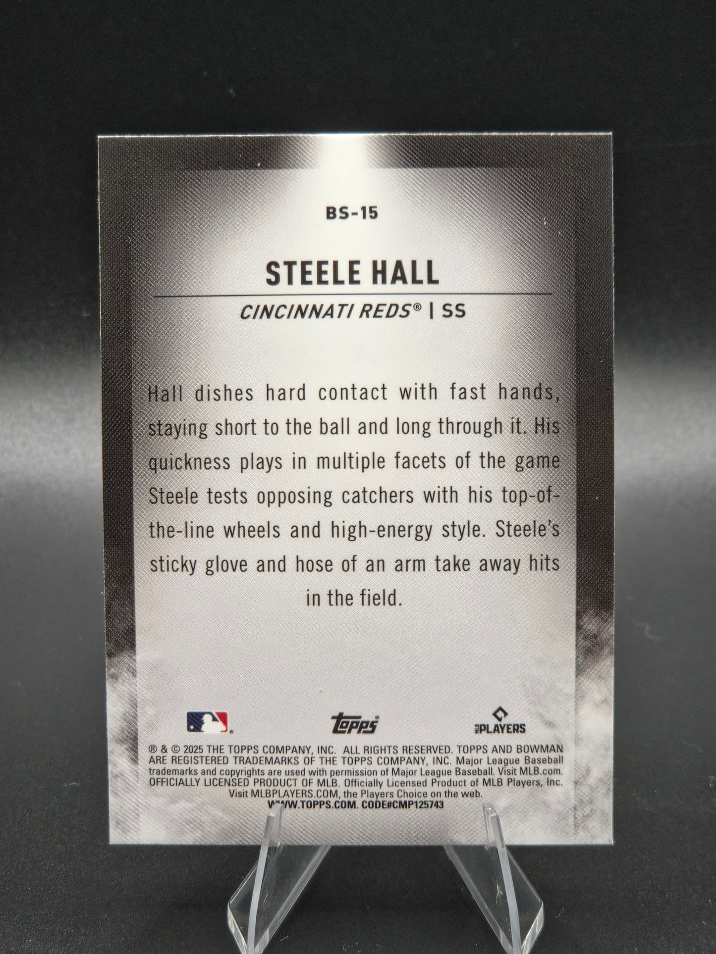 2025 Bowman Draft Steele Hall Bowman Spotlights #BS-15 Cincinnati Reds