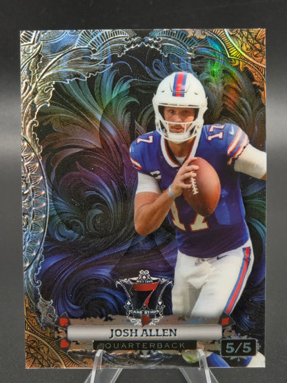 2024 Wild Card 7 Card Studs Promo Josh Allen Clubs Fire Scrolls Rainbow Blue 5/5 #P7CSC-JA2