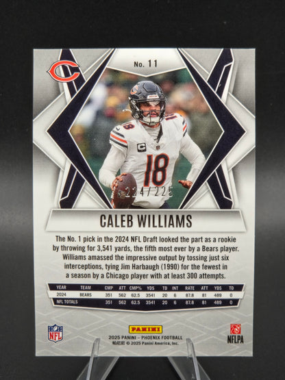 2025 Panini Phoenix Caleb Williams Lime Green Lava 224/225 #11 Chicago Bears