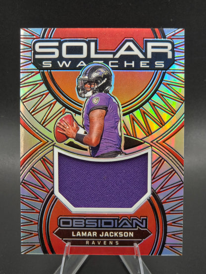 2024 Panini Obsidian Lamar Jackson Solar Swatches Silver 21/99 #SS-LJN Baltimore Ravens