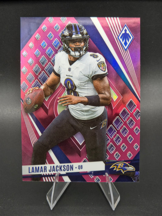2023 Panini Phoenix Lamar Jackson Pink 11/175 #12 Baltimore Ravens