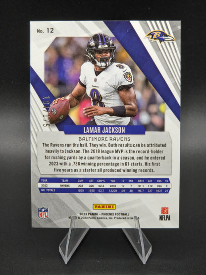 2023 Panini Phoenix Lamar Jackson Pink 11/175 #12 Baltimore Ravens