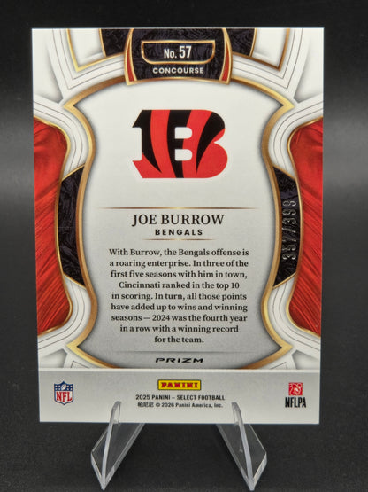 2025 Panini Select Joe Burrow Concourse Tri-Color Prizm 353/399 #57 Cincinnati Bengals