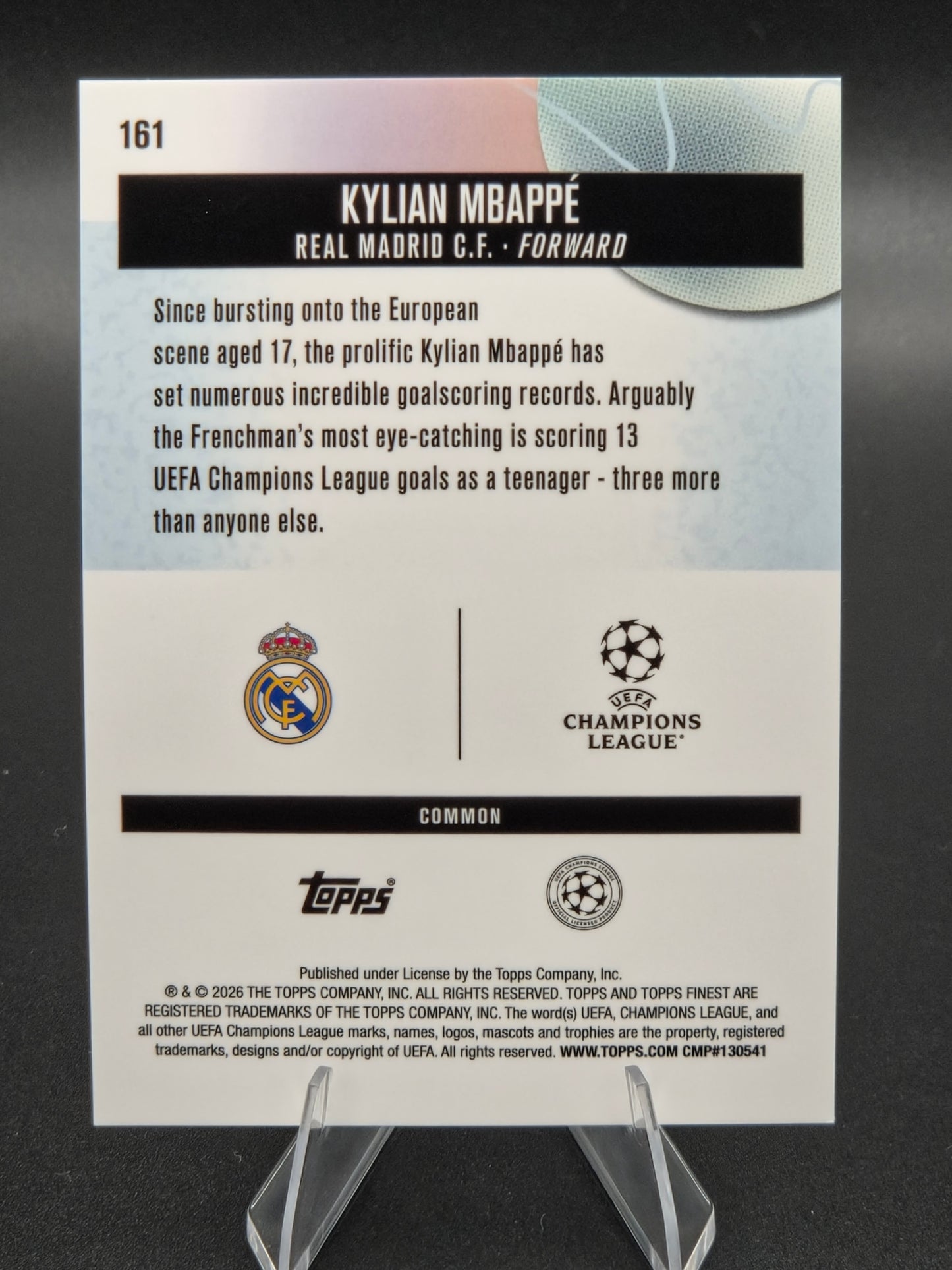 2026 Topps Finest Kylian Mbappé Common #161 Real Madrid C.F.