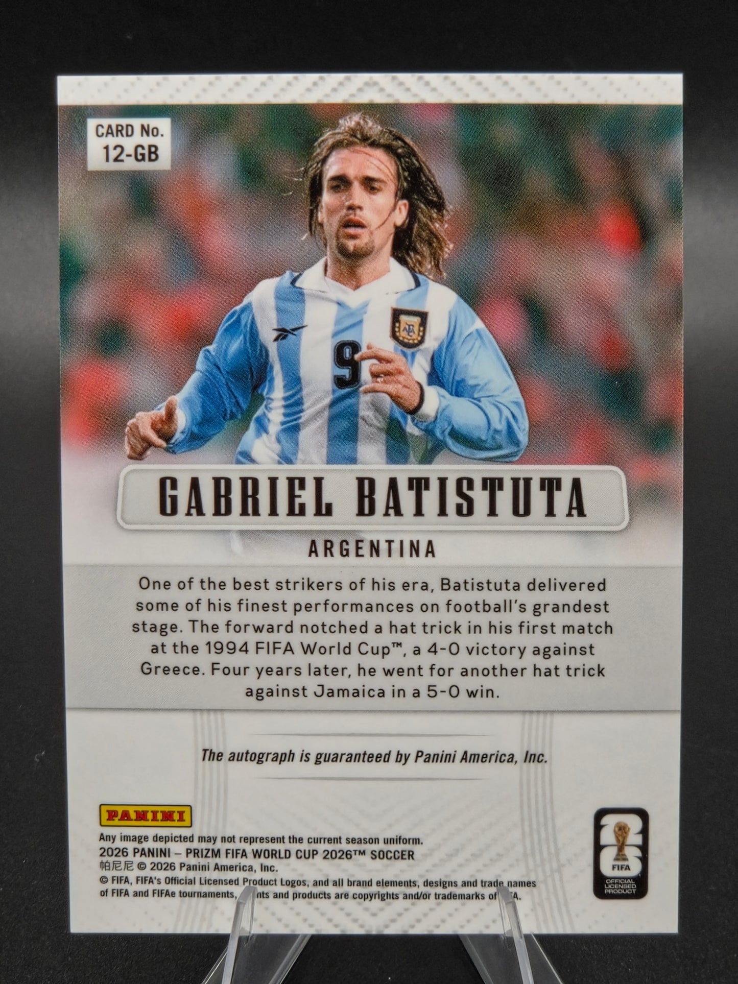 2026 Panini Prizm FIFA World Cup Gabriel Batistuta Autograph #12-GB Argentina