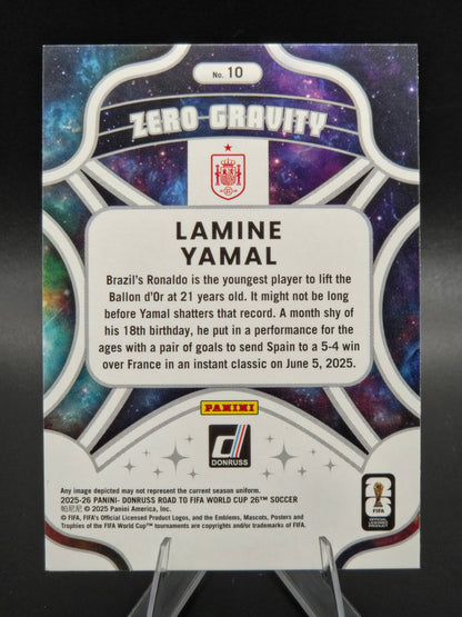 2025-26 Panini Donruss Road to FIFA World Cup Lamine Yamal Zero Gravity Red #10 Spain