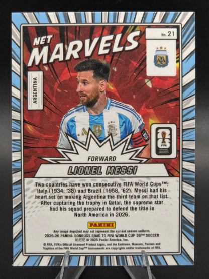 2025-26 Panini Donruss Road to FIFA World Cup Lionel Messi Net Marvels #21 Argentina