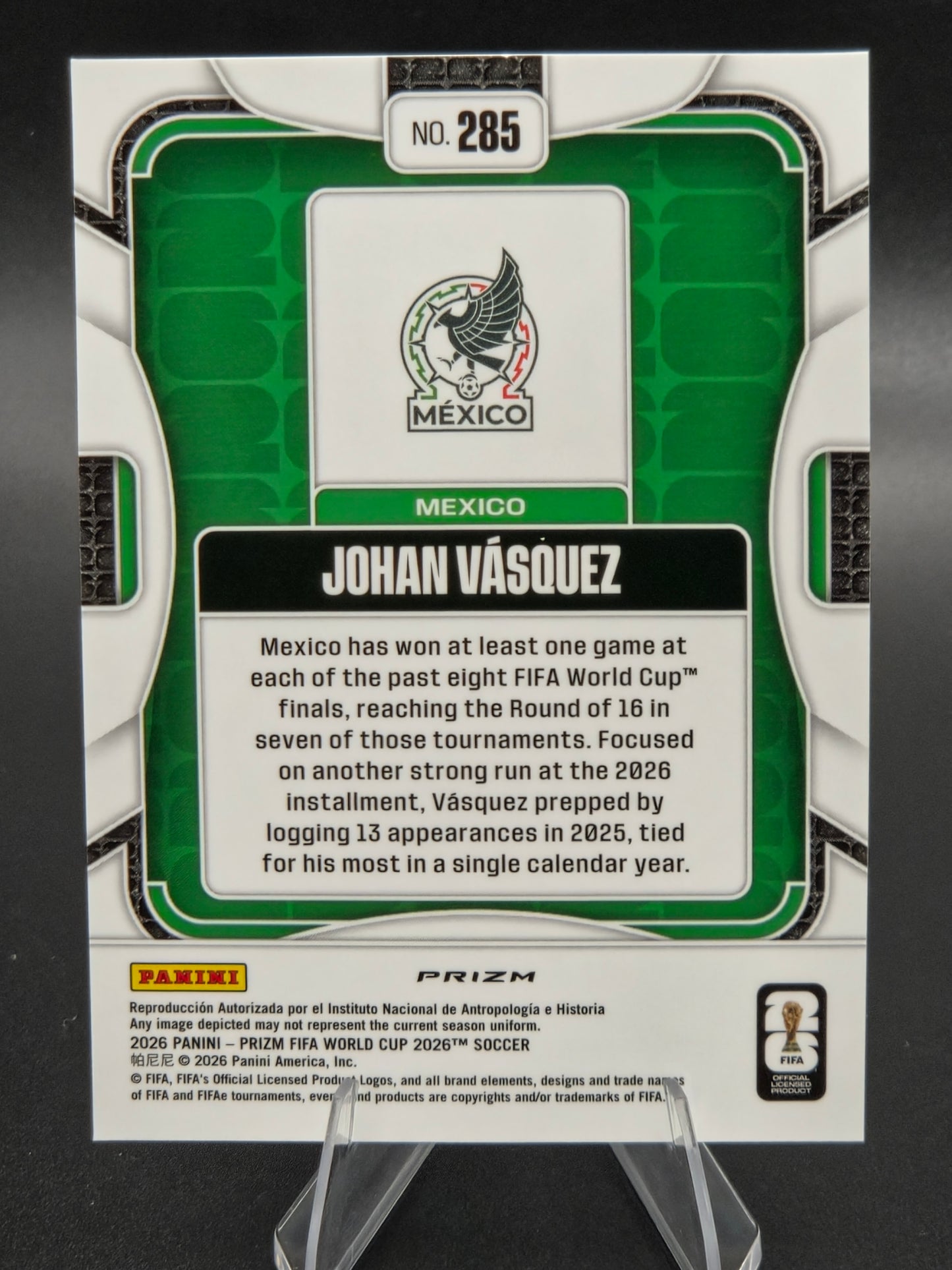 2026 Panini Prizm FIFA World Cup Johan Vásquez RGB Mojo #285 Mexico