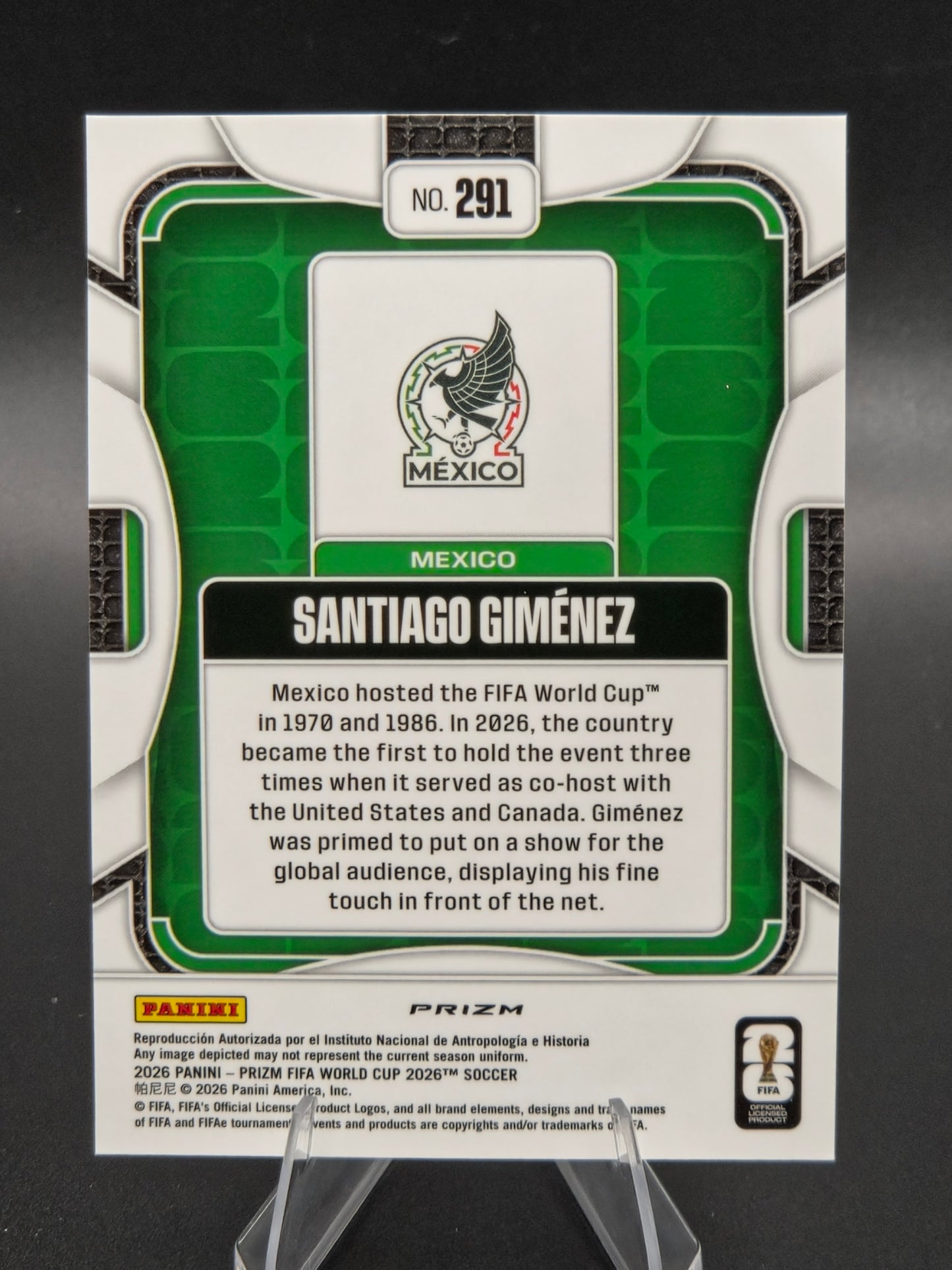 2026 Panini Prizm FIFA World Cup Santiago Giménez RGB Mojo SSP #291 Mexico
