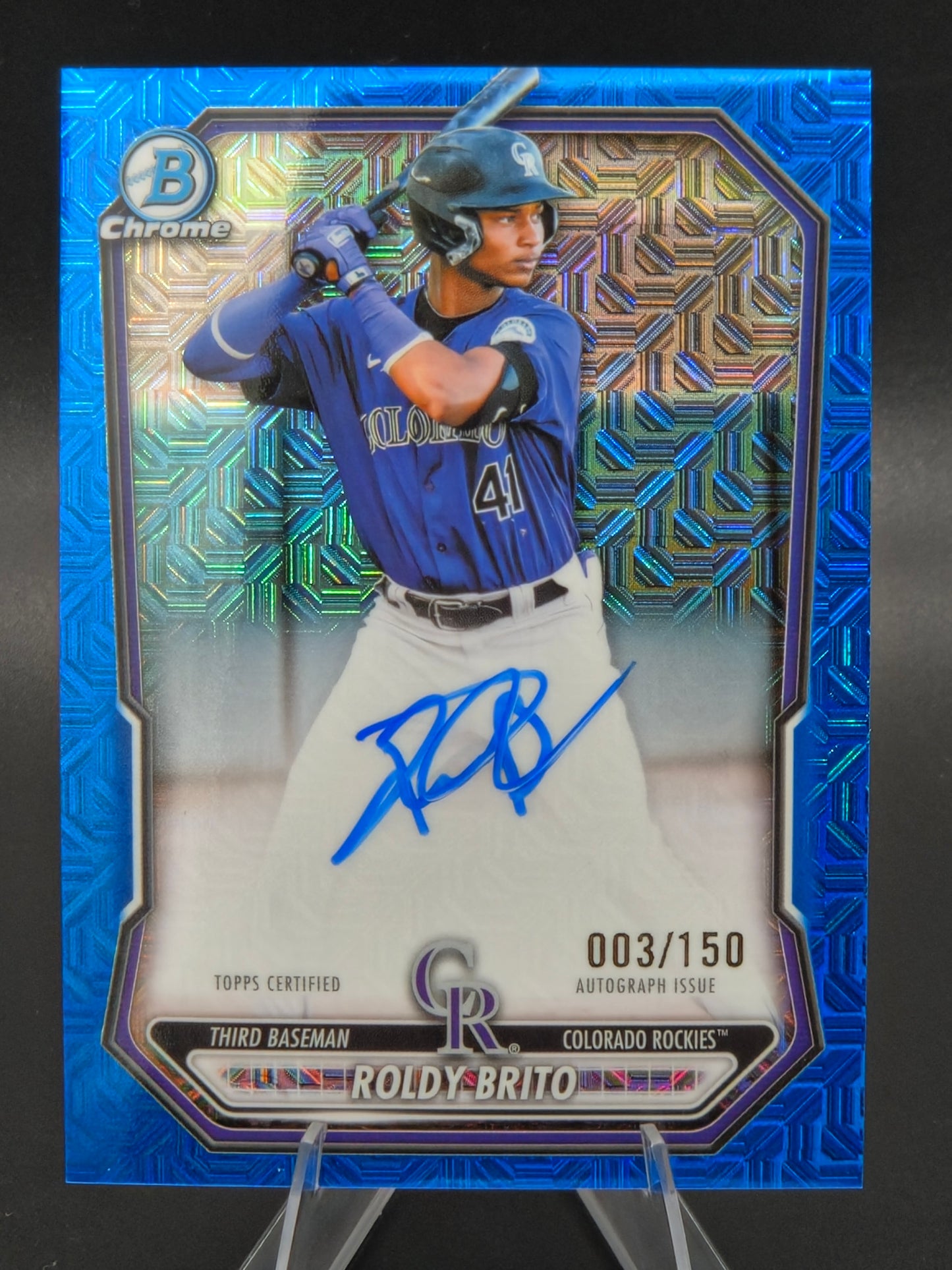 2026 Bowman Roldy Brito Blue Mojo Autograph 003/150 #BMA-RB Colorado Rockies