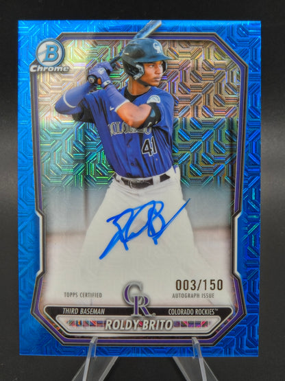2026 Bowman Roldy Brito Blue Mojo Autograph 003/150 #BMA-RB Colorado Rockies