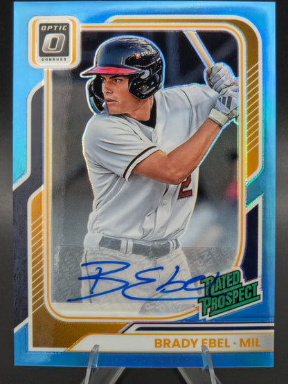 2026 Panini Donruss Optic Brady Ebel Blue Rated Prospect Autograph 33/49 #184 Milwaukee