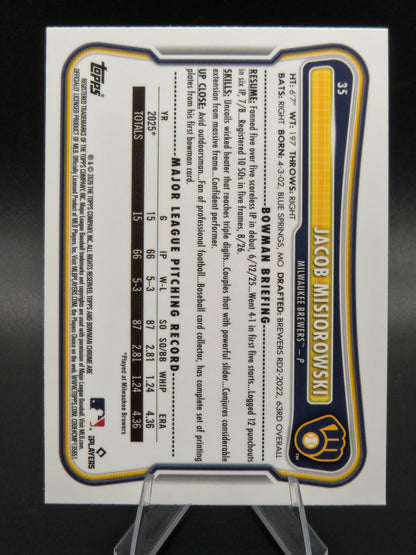 2026 Bowman Chrome Jacob Misiorowski Mojo Refractor Rookie #35 Milwaukee Brewers