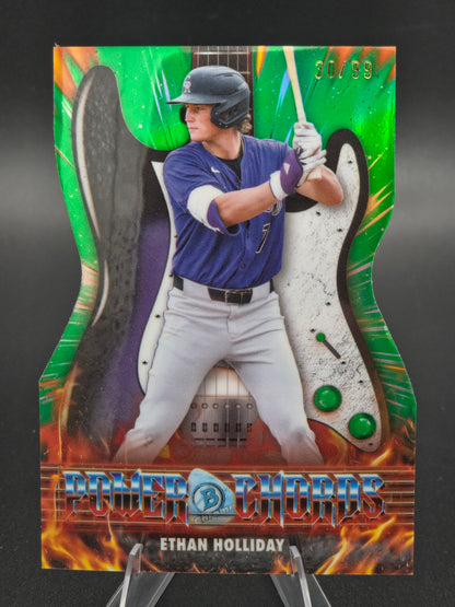 2026 Bowman Chrome Power Chords Ethan Holliday Green Refractor 30/99 #PC-20 Colorado Rockies