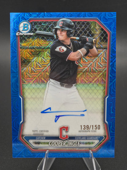 2026 Bowman Chrome Cooper Ingle Blue Mojo Autograph 139/150 #BMA-CI Cleveland Guardians