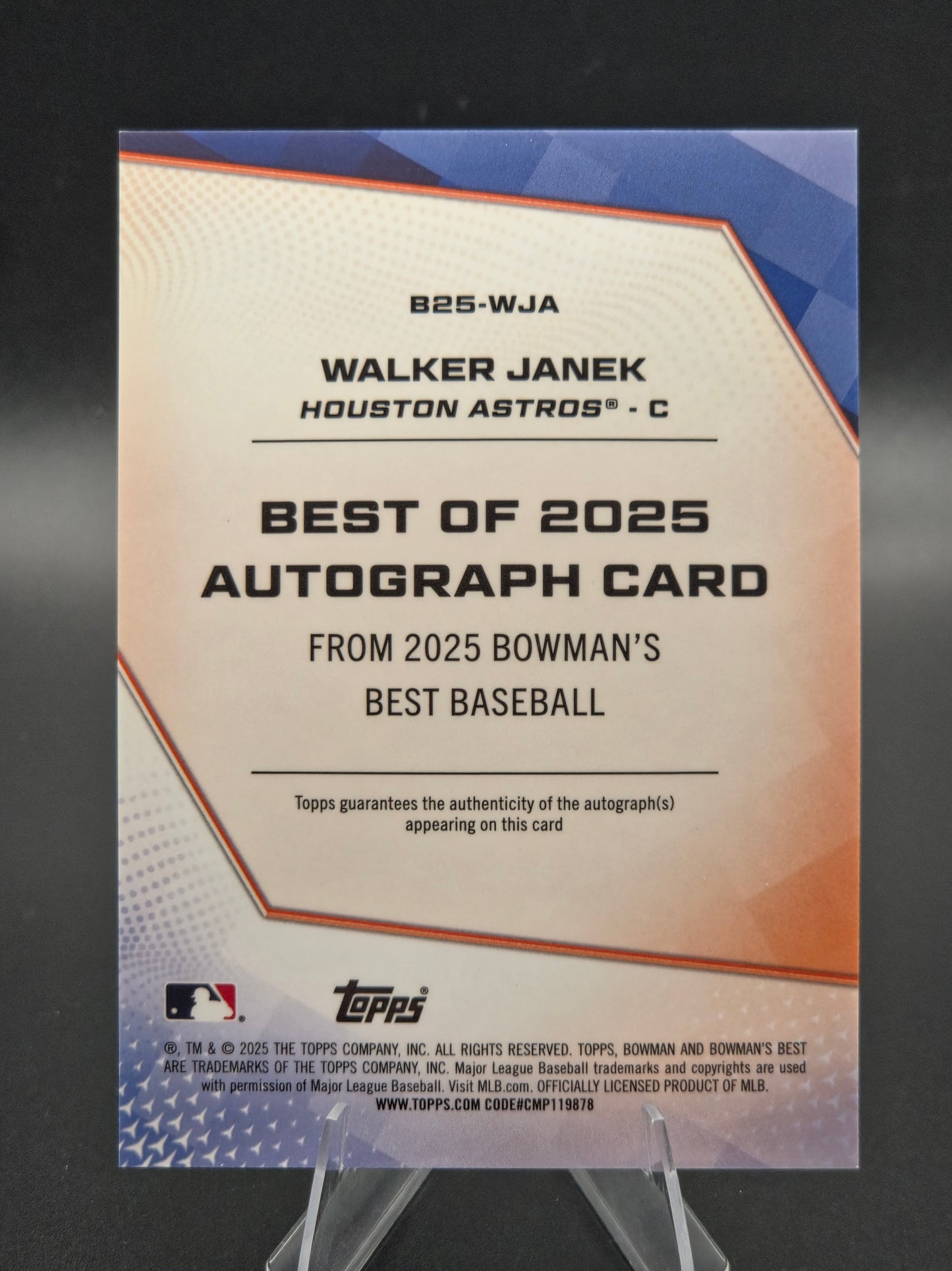 2025 Bowman's Best Walker Janek Purple Autograph 19/75 #B25-WJA Houston Astros