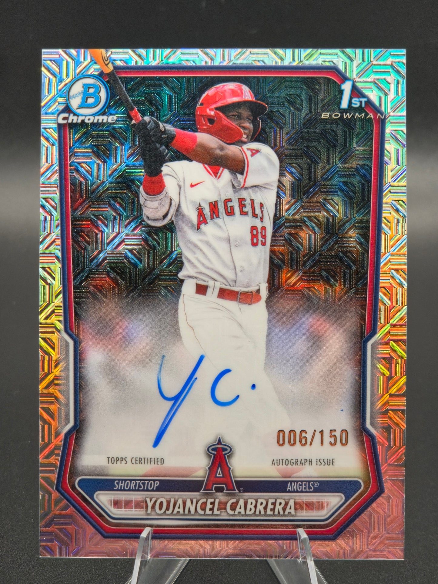 2026 Bowman Chrome 1st Bowman Yojancel Cabrera Mojo Autograph 006/150 #CPA-YCA Los Angeles Angels